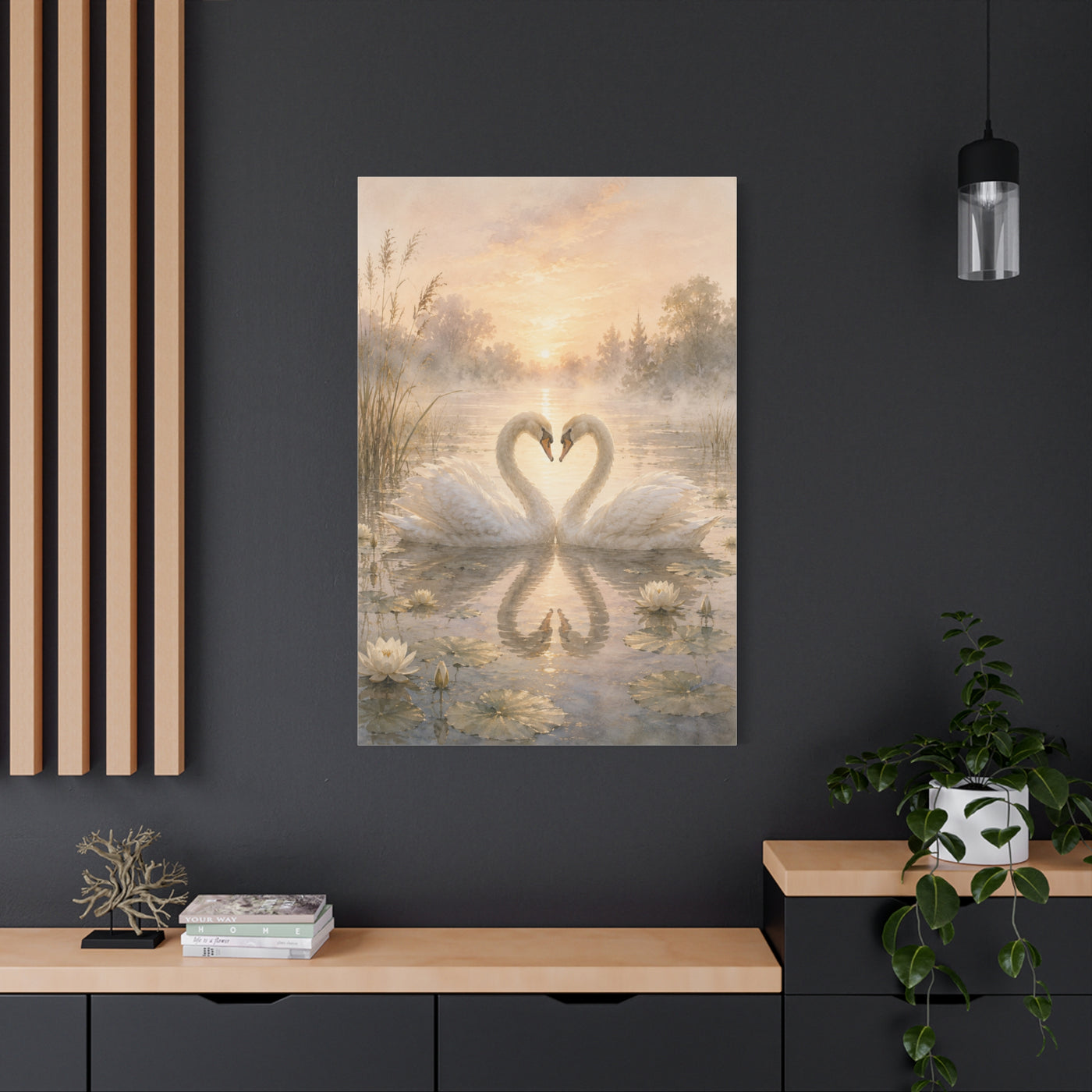 Ethereal Swan Devotion Sunrise Wall Art & Canvas Print