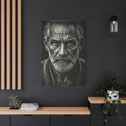 Lines of Time Black & White Elder Portrait Wall Art & Canvas Prints