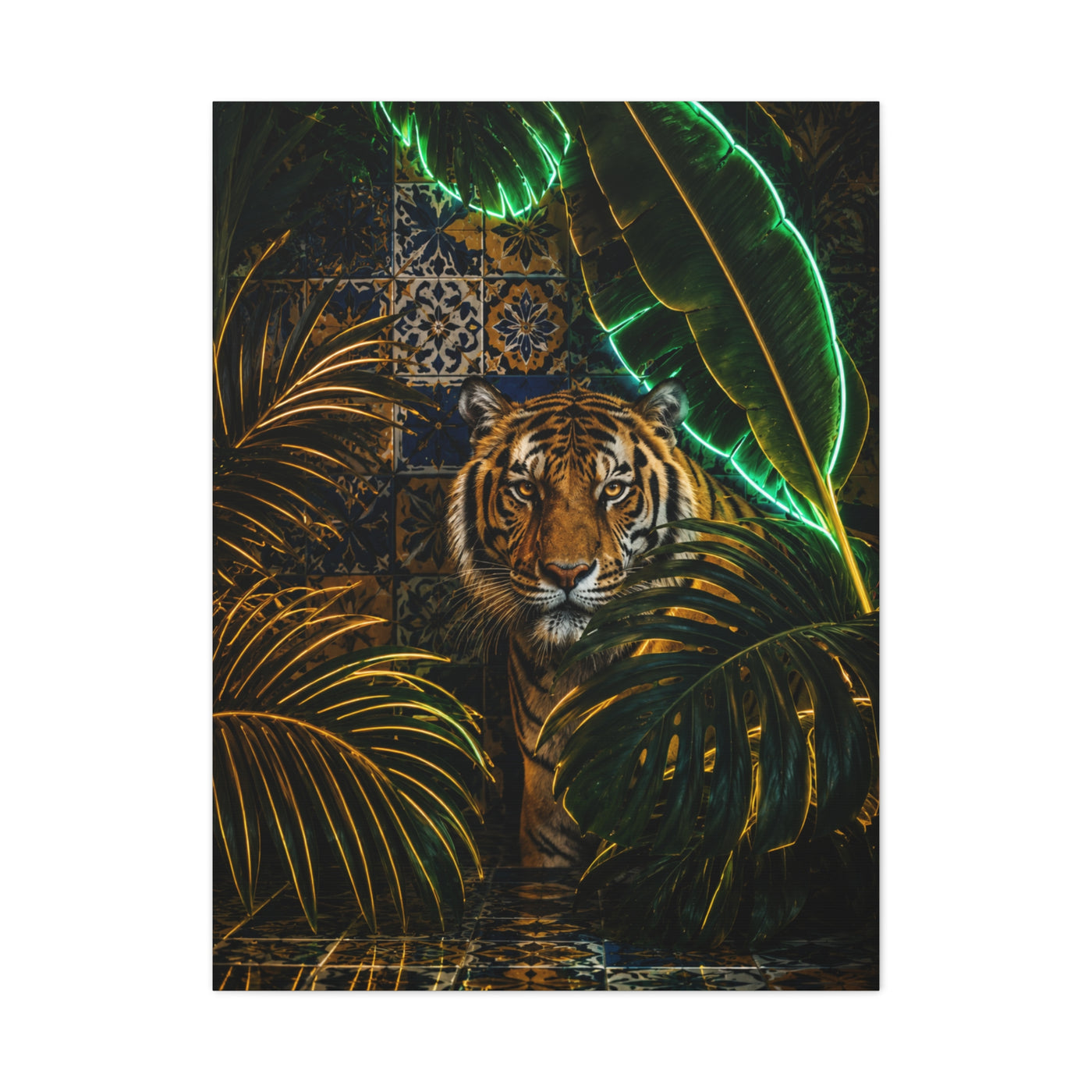 Neon Jungle Tiger Luxe Statement Tropical Wall Art & Canvas Print