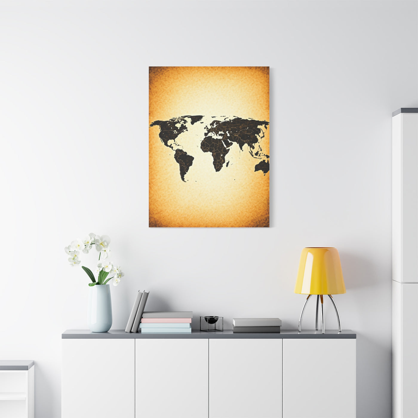 Minimal Black Silhouette World Map Wall Art & Canvas Prints
