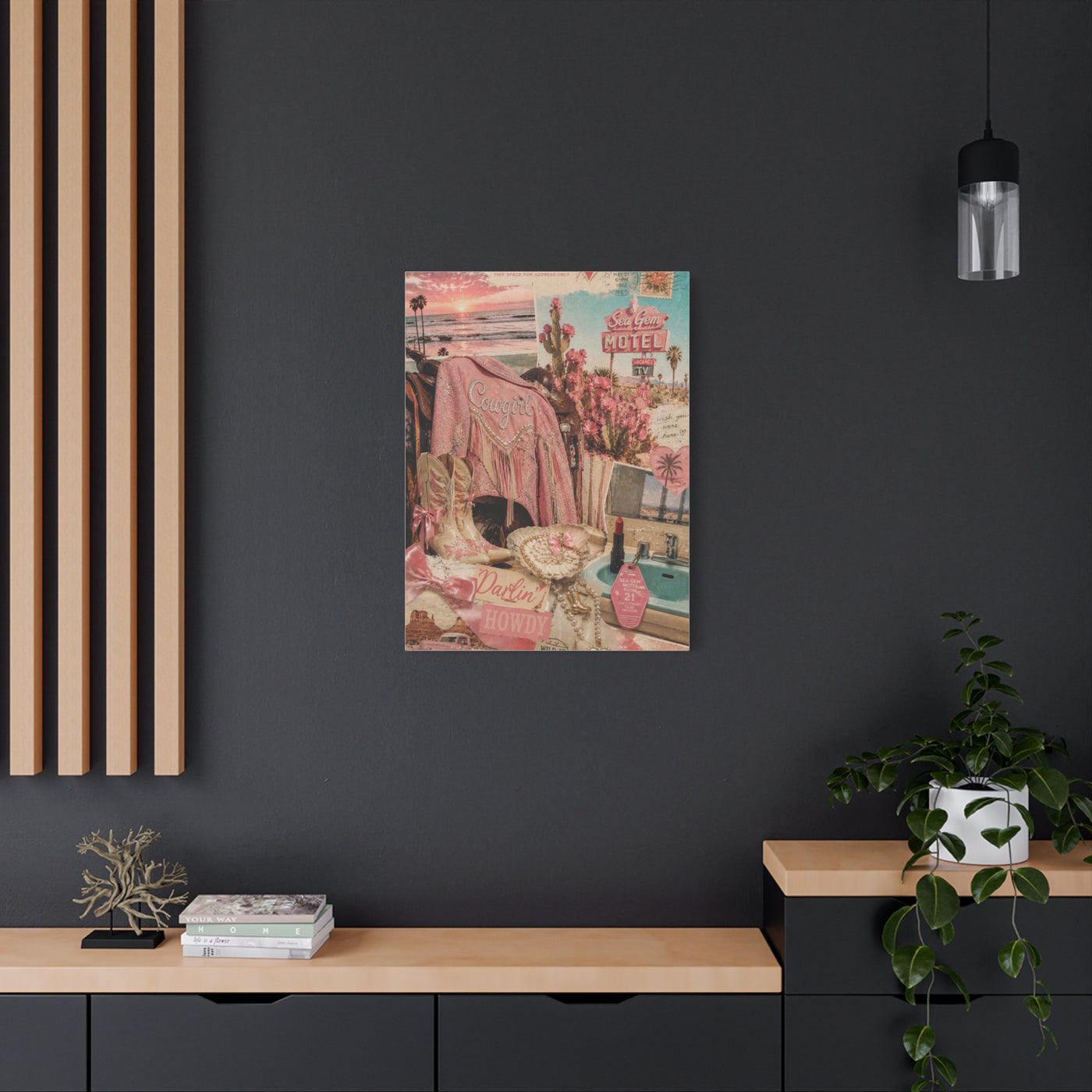 Coquette Cowgirl Desert Postcard Collage Wall Art & Canvas Print