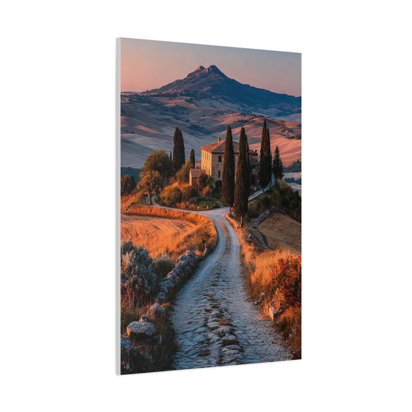Tuscan Hilltop Villa Road Wall Art & Canvas Print