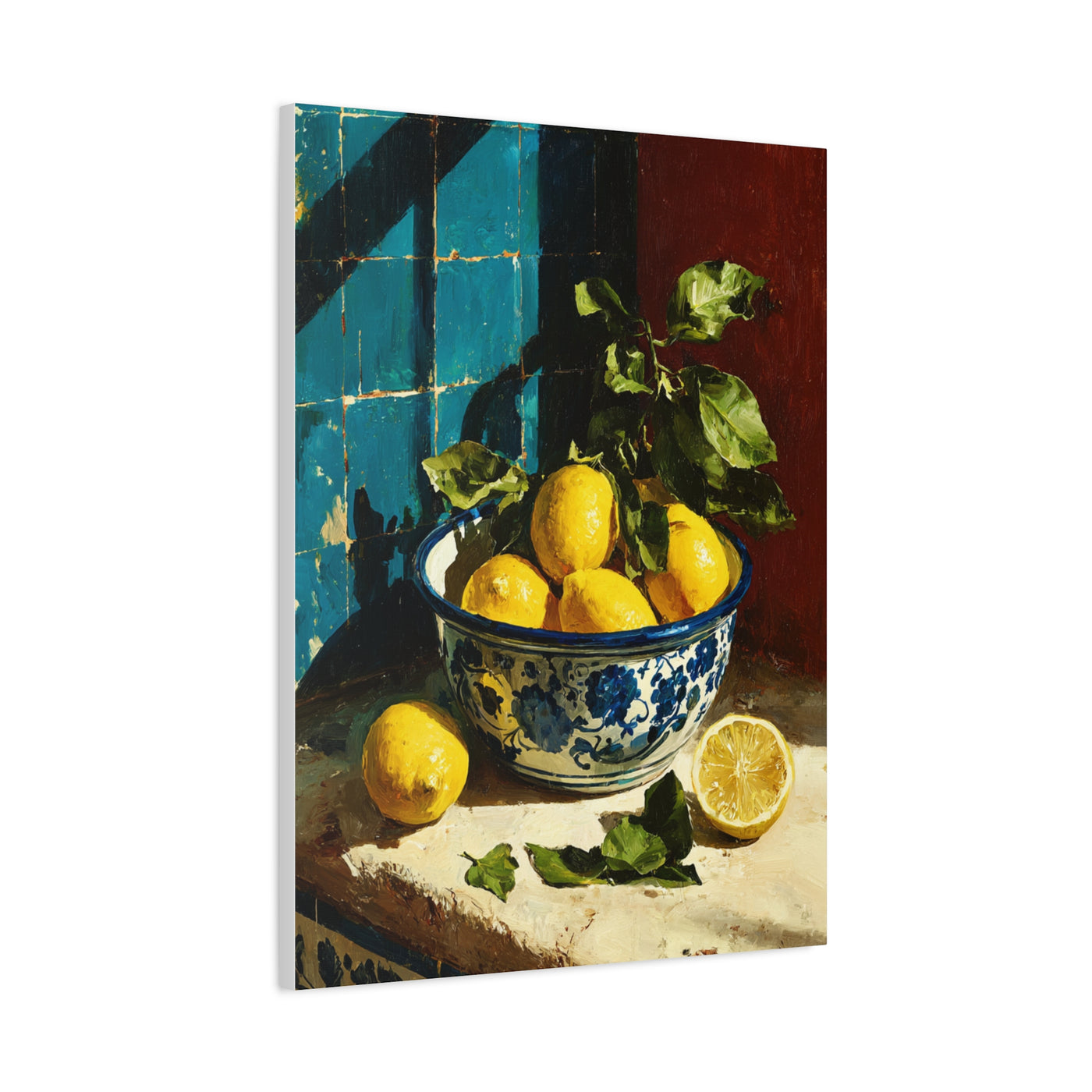 Mediterranean Lemon Bowl Painterly Kitchen Wall Art & Canvas Print