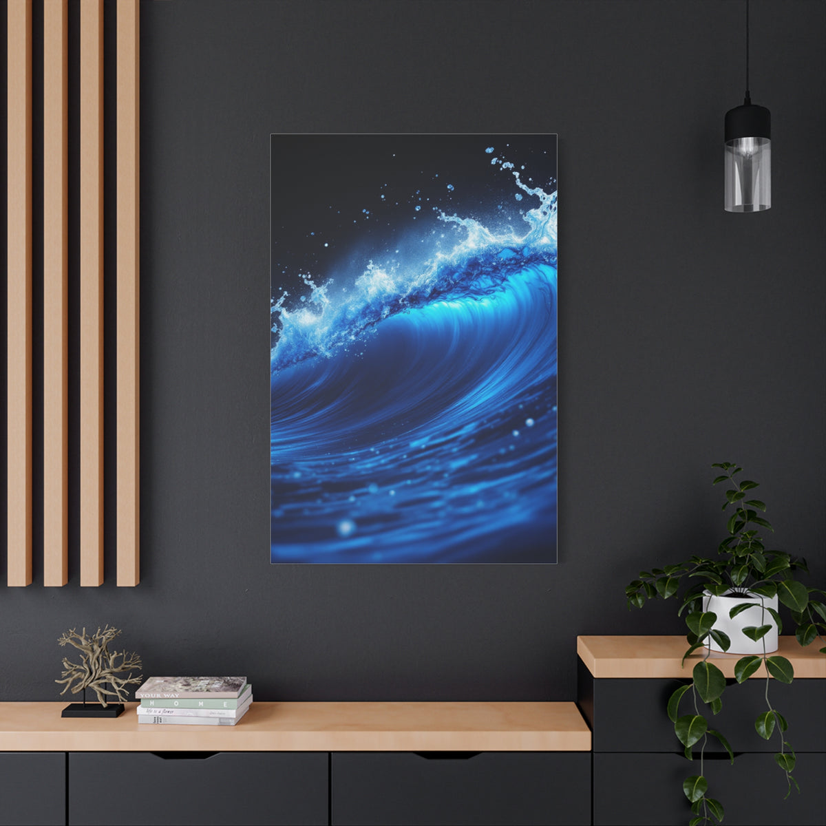 Powerful Ocean Wave in Electric Blue Motion Wall Art & Canvas Prints