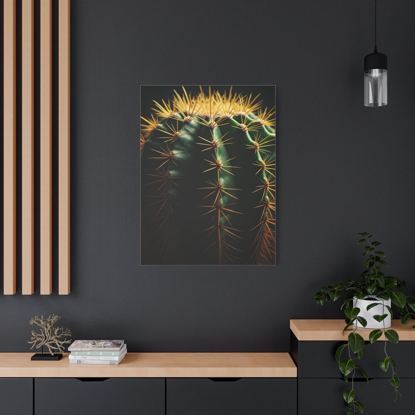 Golden Spine Macro Cactus Wall Art & Canvas Prints