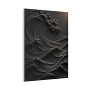 Matte Black Sculptural Ocean Motion Wall Art & Canvas Print