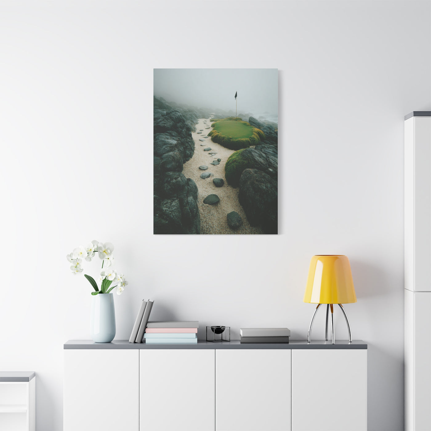 Coastal Mist Golf Green Minimal Wall Art & Canvas Print