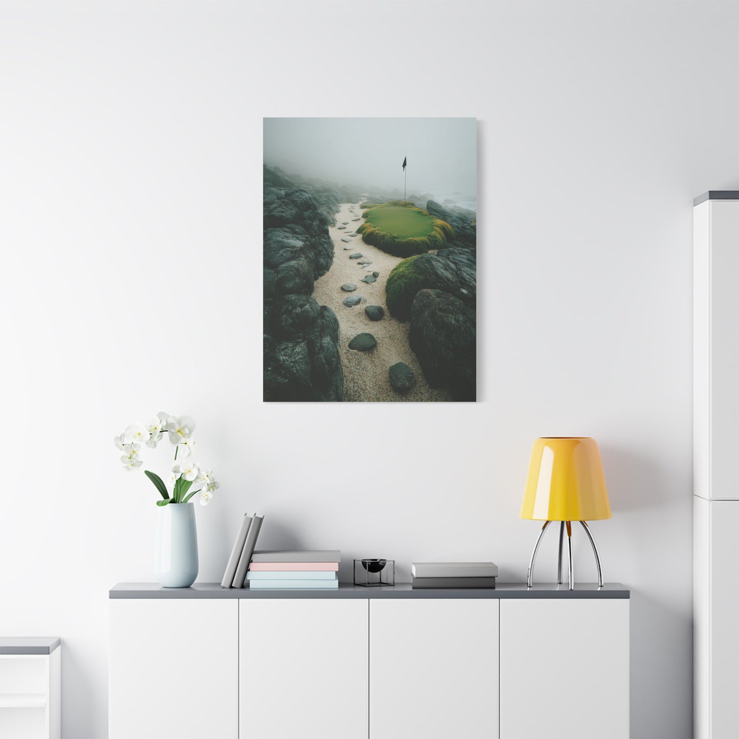 Coastal Mist Golf Green Minimal Wall Art & Canvas Print