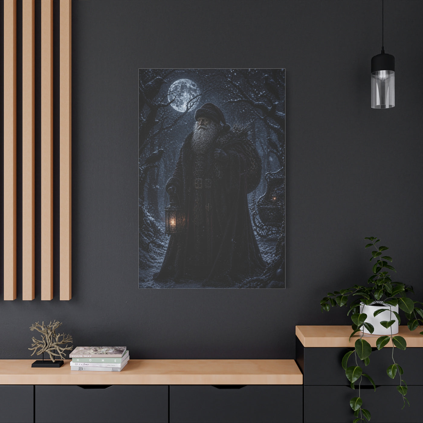 Gothic Moonlit Santa Forest Wall Art & Canvas Print
