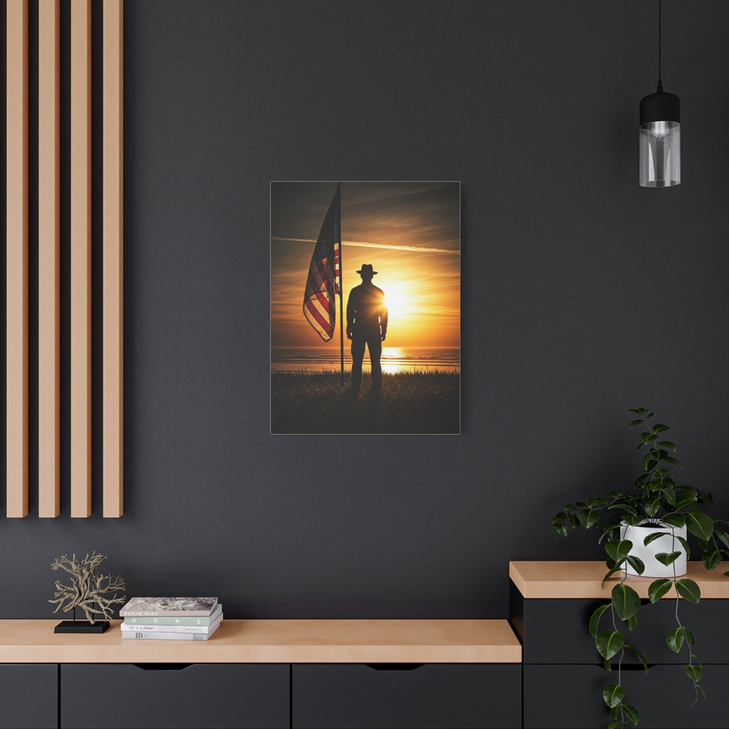 Sunset Veteran Tribute Flag Wall Art & Canvas Prints