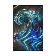 Glass & Steel Ocean Wave Architectural Sculpture Wall Art & Canvas Print