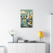 Geometric Harbor Sailboats Wall Art & Canvas Print