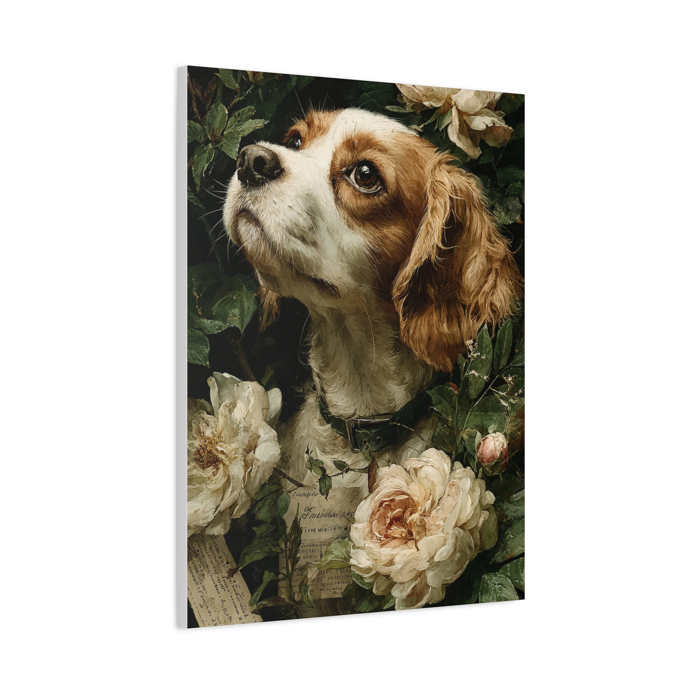 Cavalier King Charles Spaniel Rose Garden Portrait Wall Art & Canvas Print