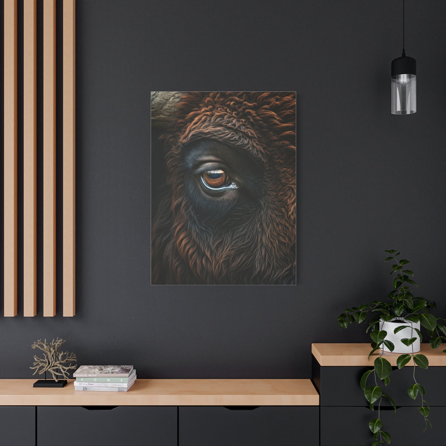 Macro Bison Eye Reflection Portrait Wall Art & Canvas Print