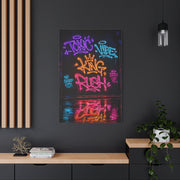 Neon Typography Hustle Street Wall Art & Canvas Print