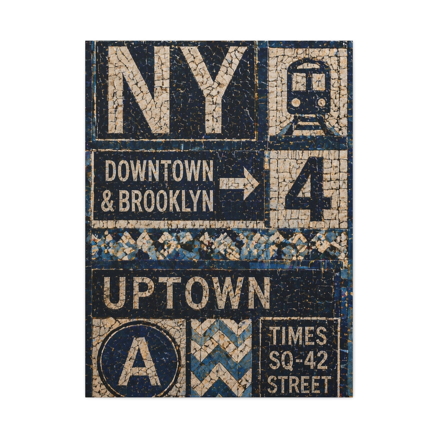Subway Tile Mosaic Typography Wall Art & Canvas Print