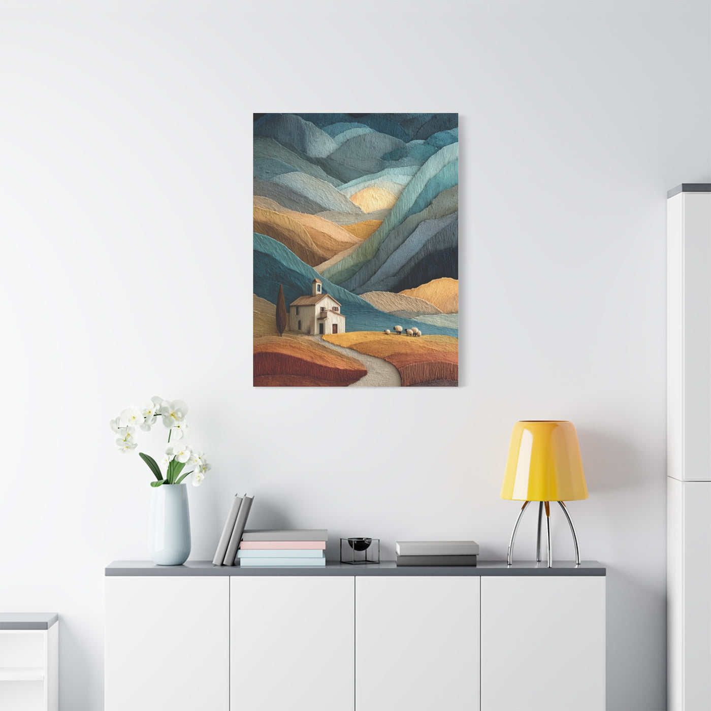 Abstract Farmhouse Landscape Composition Wall Art & Canvas Print