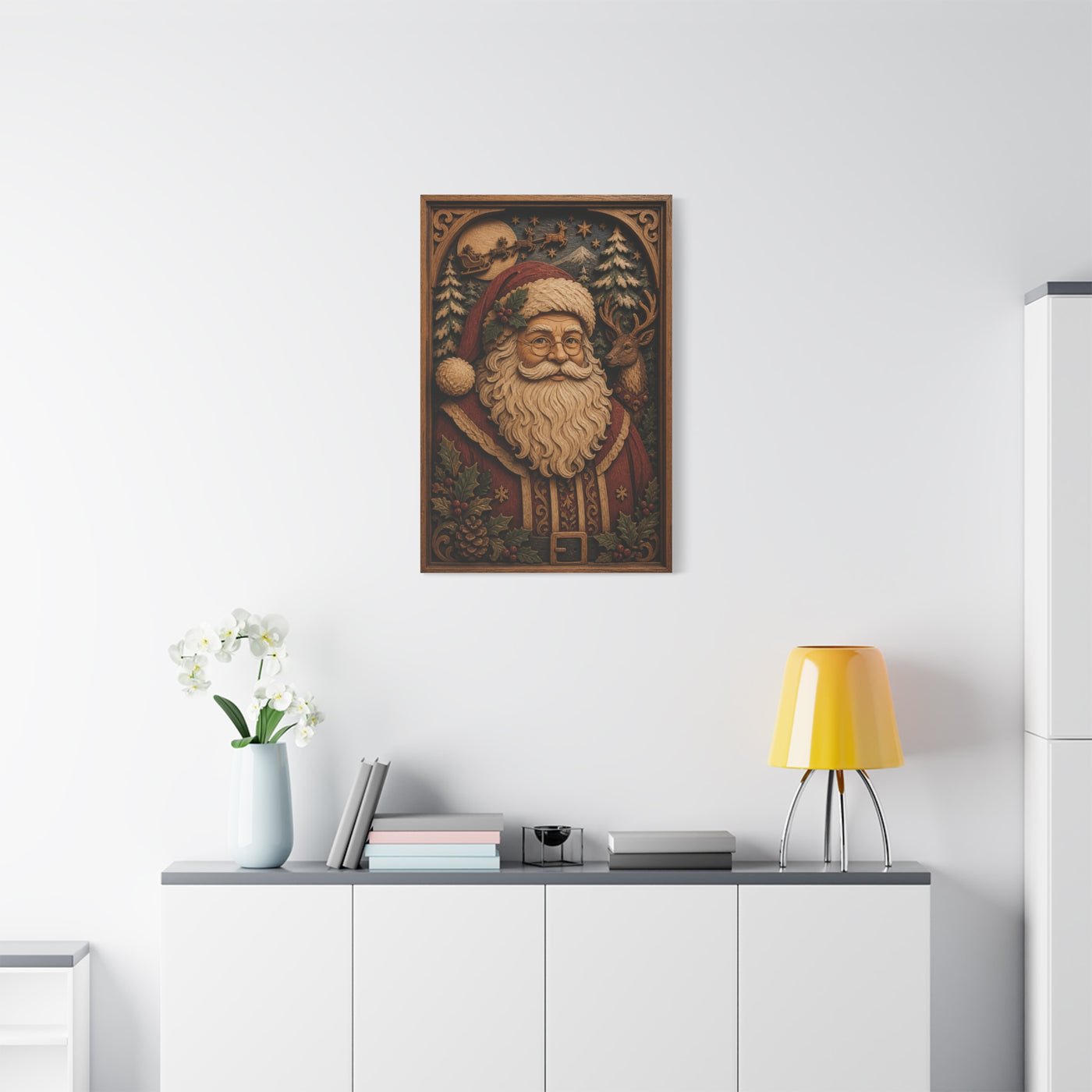 Layered Wooden Santa Relief Wall Art & Canvas Print