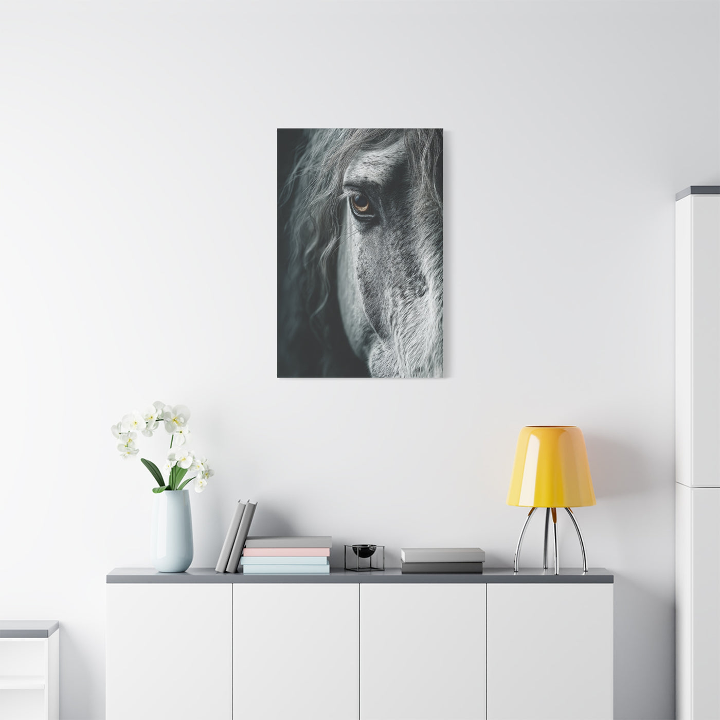 Horse Eye Intimate Monochrome Wall Art & Canvas Print