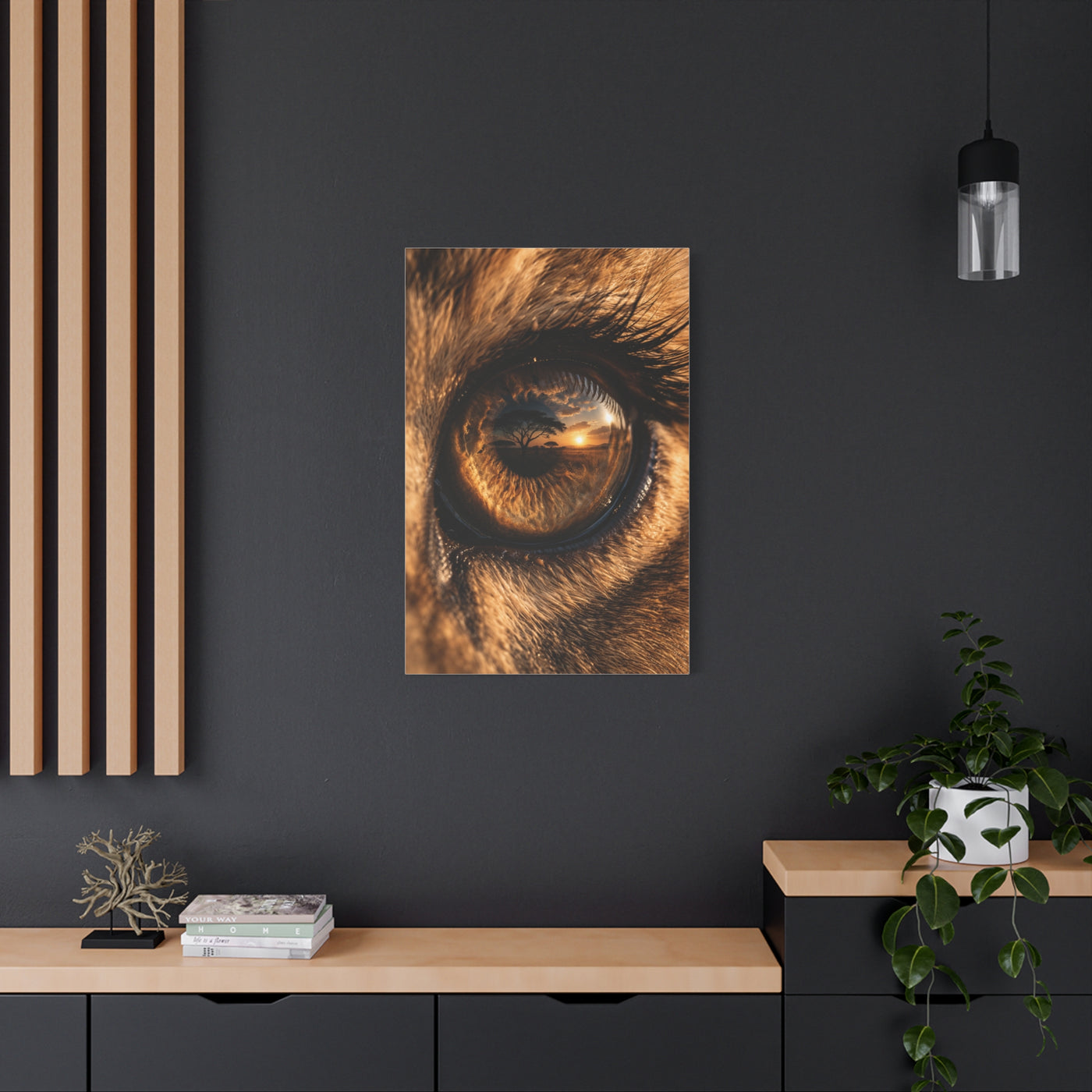 Lion Eye Reflection Macro Wall Art & Canvas Print