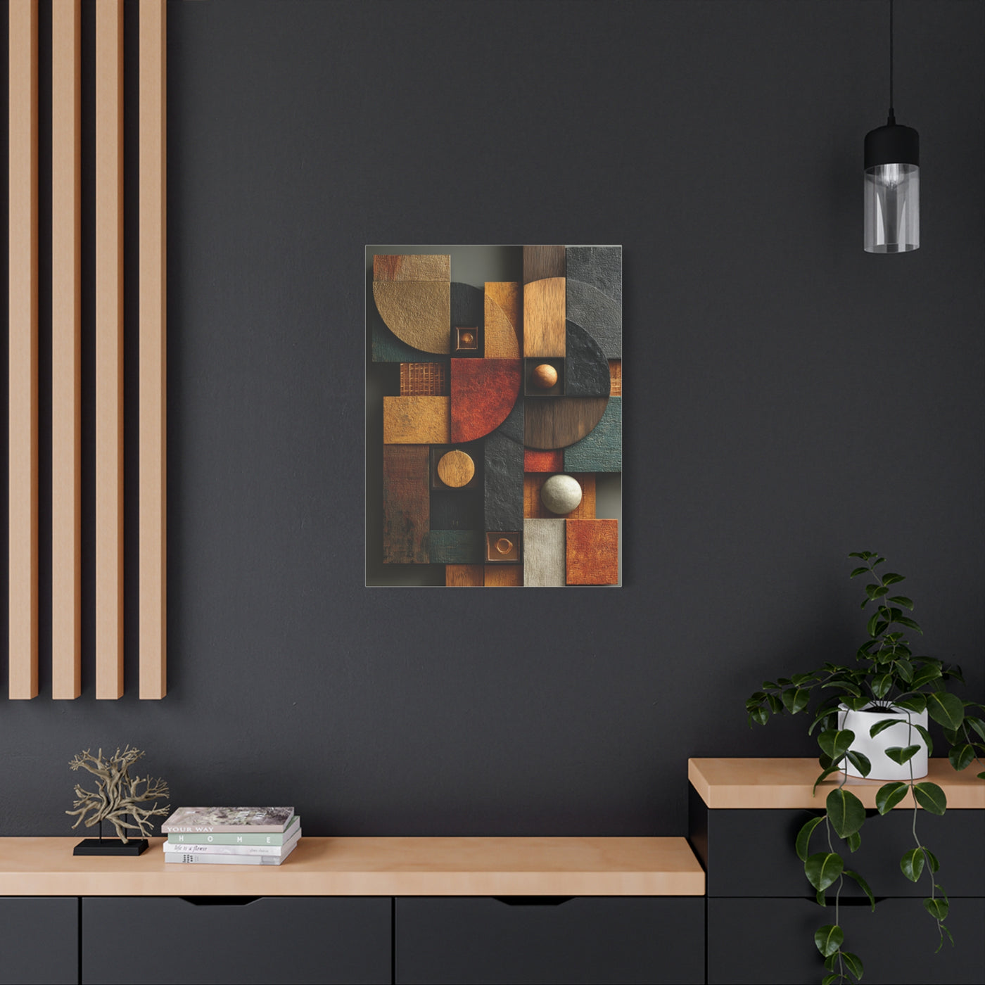 Sculptural Geometric Panel Abstract Wall Art & Canvas Print