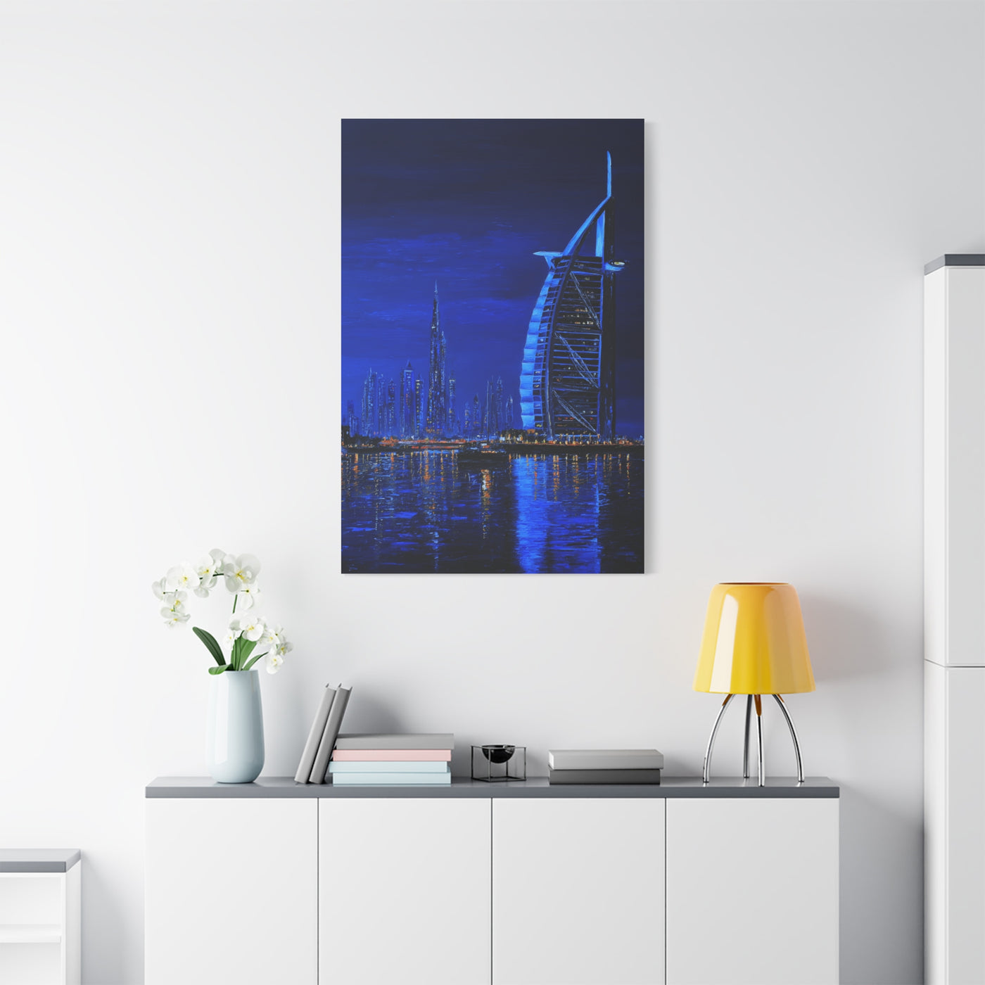 Dubai Skyline Blue Night Luxury Wall Art & Canvas Print