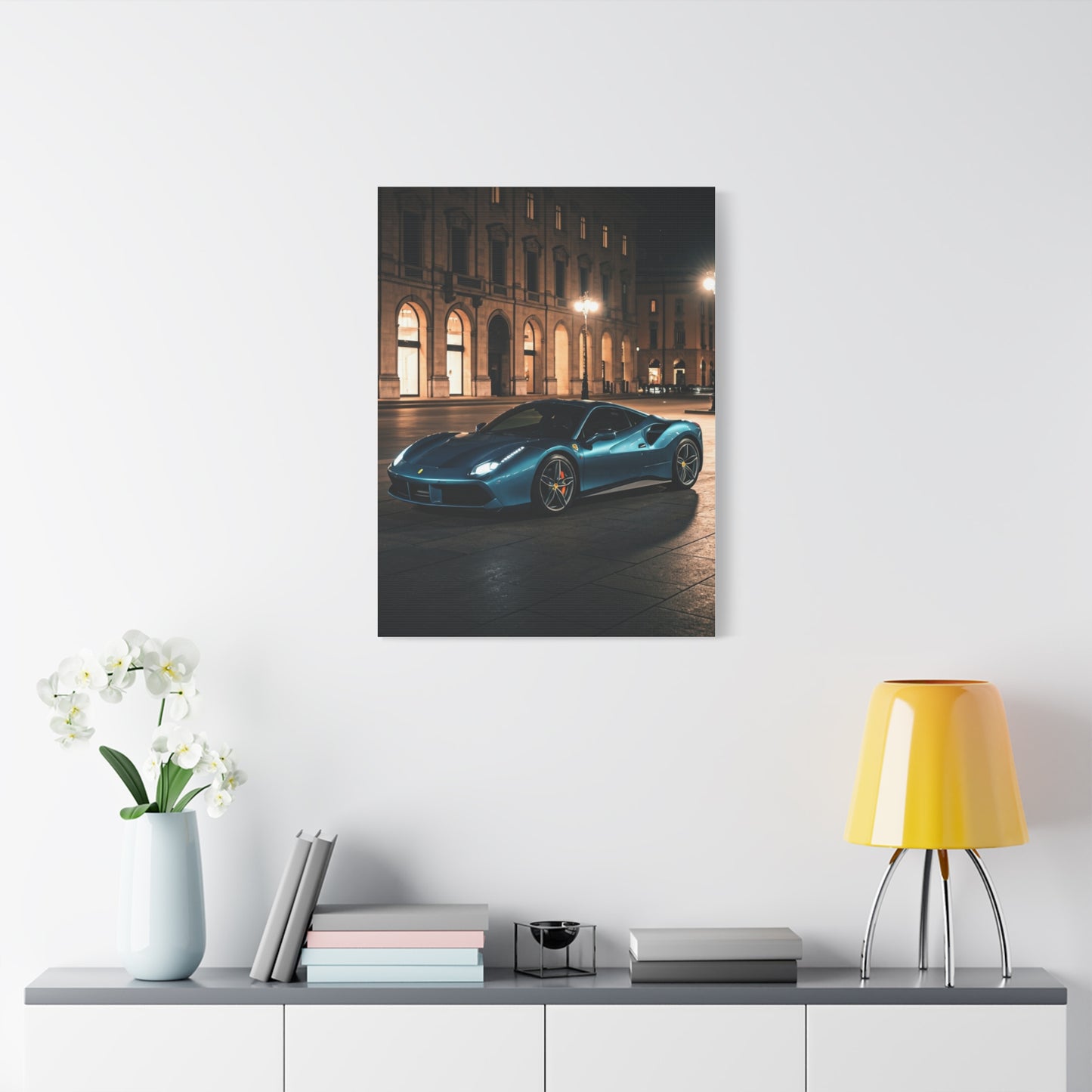 Ferrari 488 GTB Night City Square Wall Art & Canvas Prints