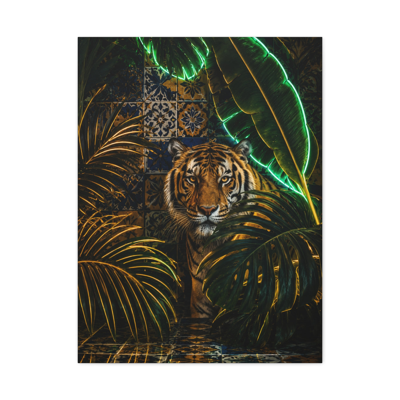 Neon Jungle Tiger Luxe Statement Tropical Wall Art & Canvas Print