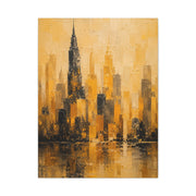 Yellow Cityscape Textured Skyline Abstract Wall Art & Canvas Print