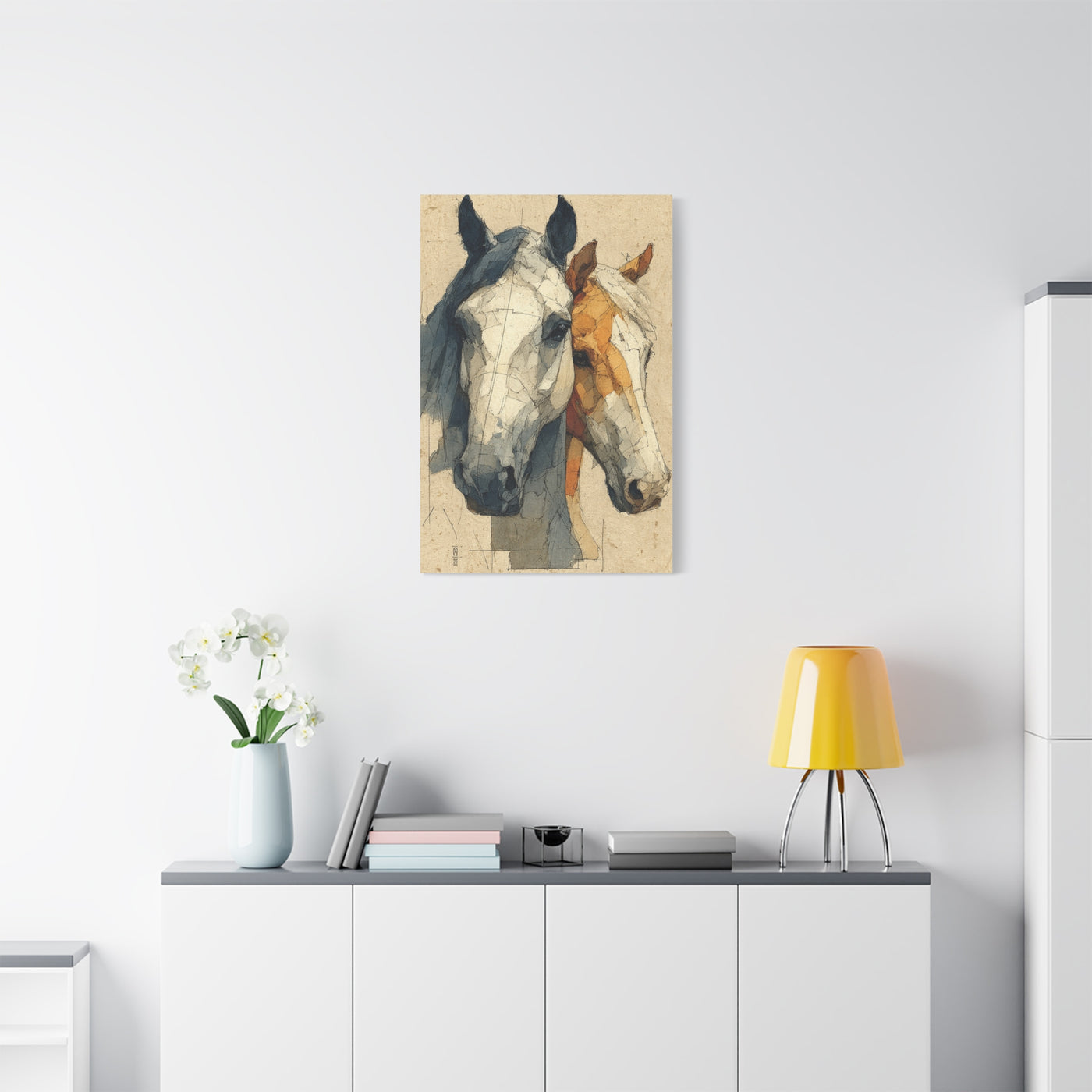 Dual Horse Portrait Sketch Wall Art & Canvas Print