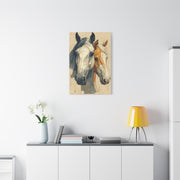 Dual Horse Portrait Sketch Wall Art & Canvas Print