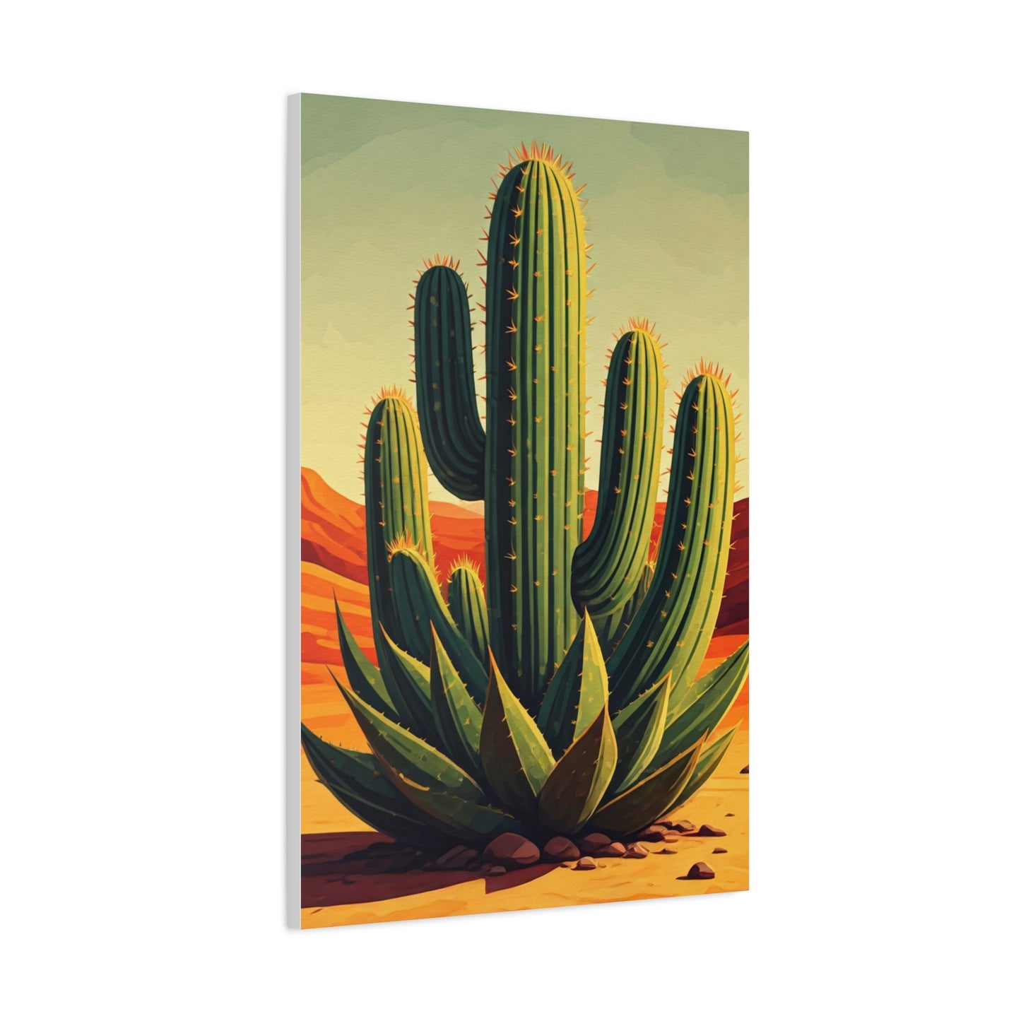 Southwestern Saguaro and Agave Desert Illustration Wall Art & Canvas Prints