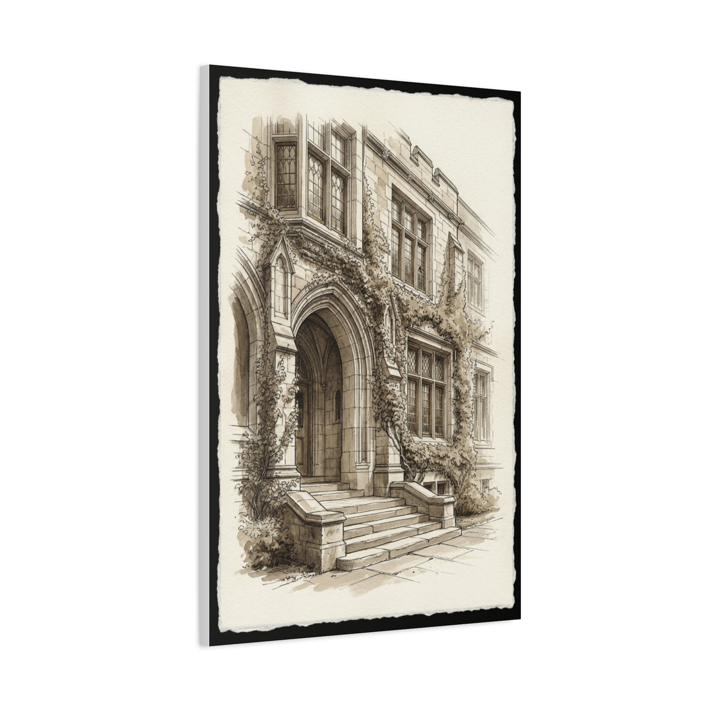 Ivy-Covered Collegiate Arch Sketch Wall Art & Canvas Print