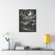 Moon Lasso Cowgirl Night Scene Wall Art & Canvas Print