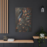 Sculptural Metal Peacock Relief Wall Art & Canvas Print