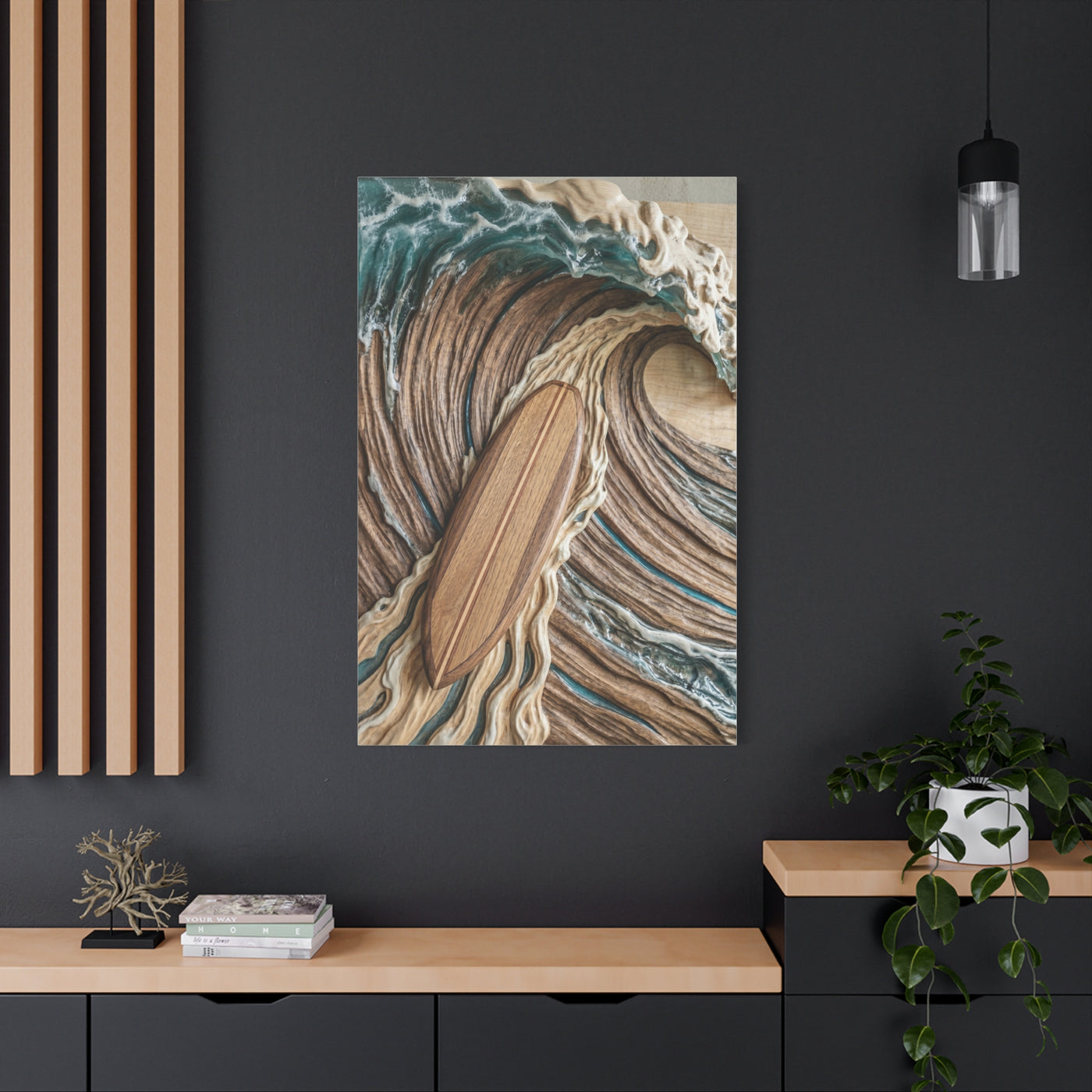 Surfboard Carved Barrel Wave Perspective Wall Art & Canvas Print