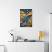 Folk Whale Moonlit Ocean Wall Art & Canvas Print