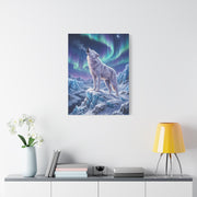 Arctic Wolf Aurora Borealis Scene Wall Art & Canvas Print
