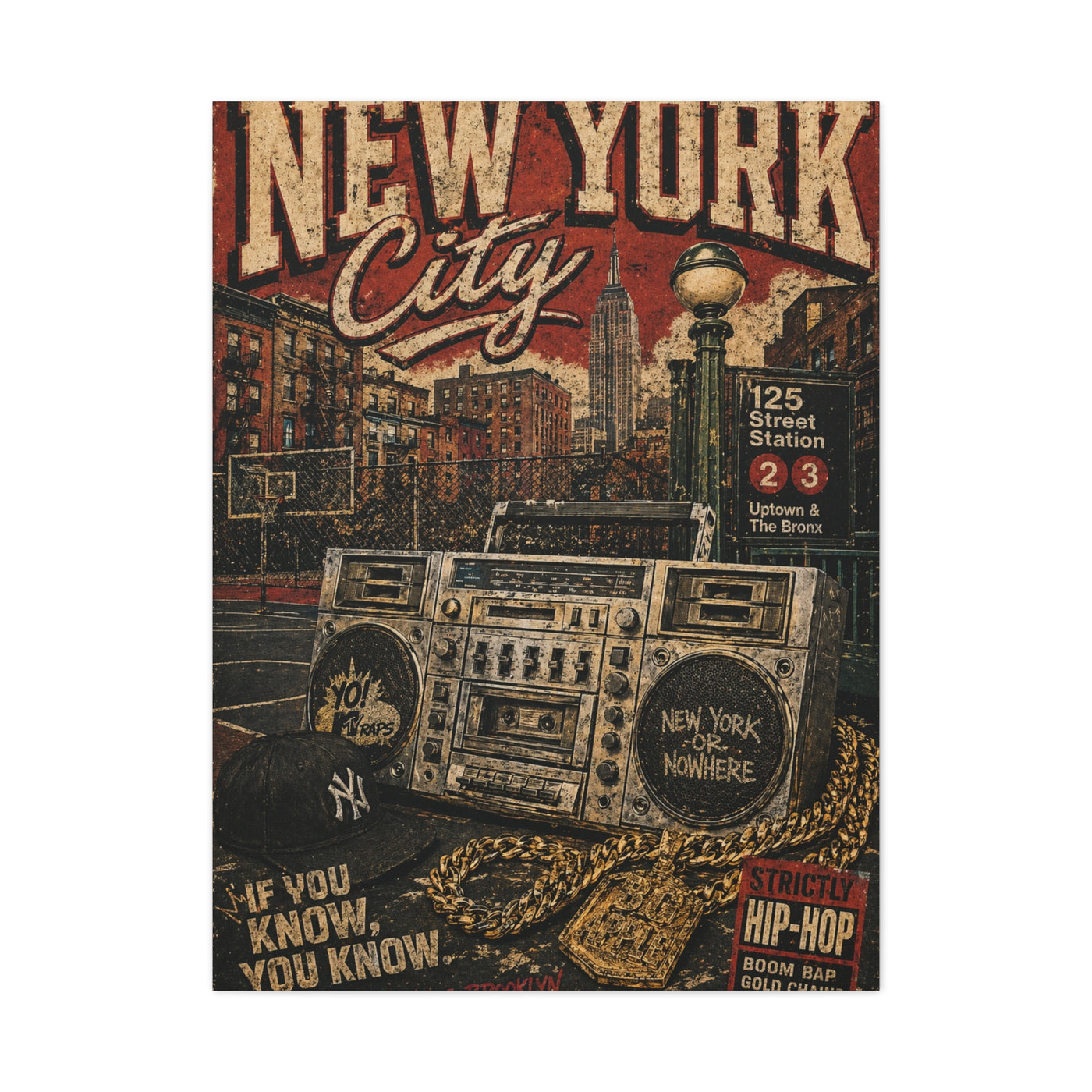 Vintage Hip Hop NYC Poster Scene Wall Art & Canvas Print