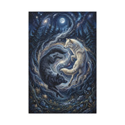 Yin Yang Cosmic Wolves Balance Scene Wall Art & Canvas Print