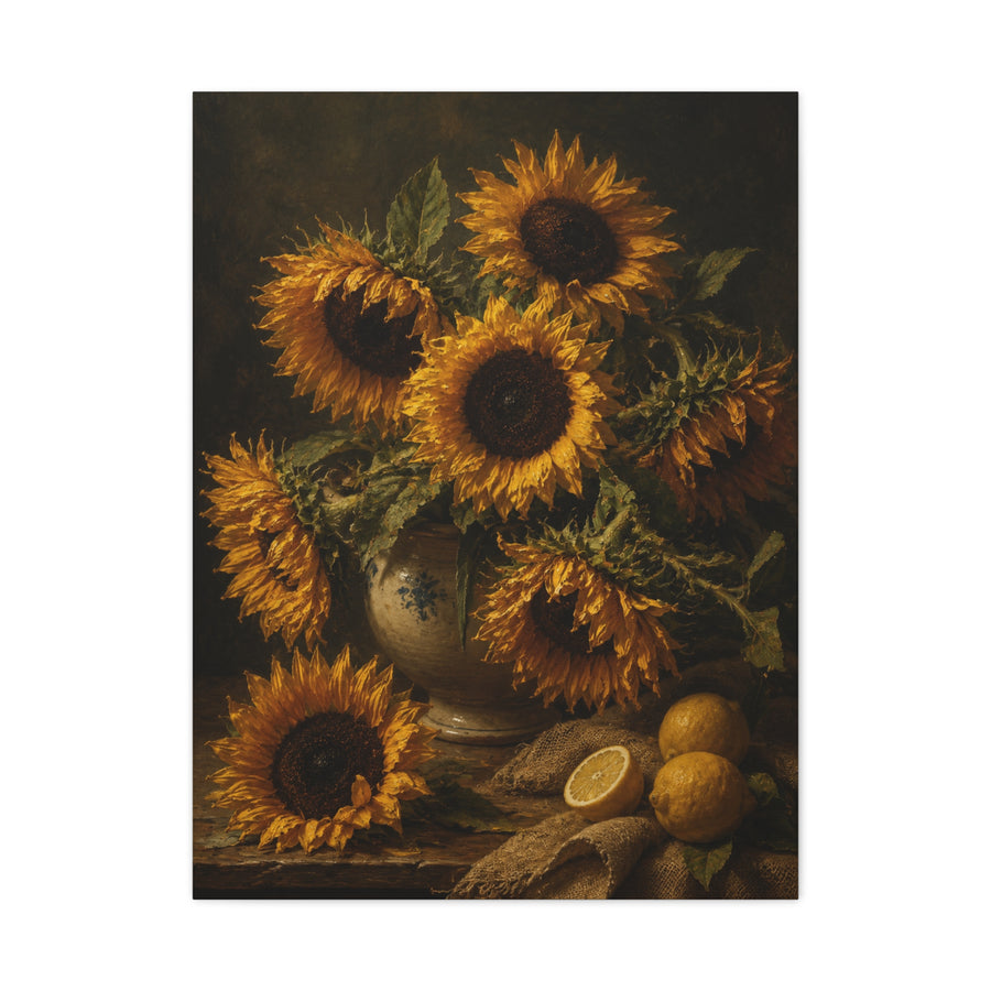 Old Master Sunflower Still Life Wall Art & Canvas Print