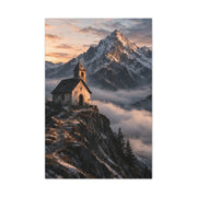 Lone Alpine Chapel Sunrise Wall Art & Canvas Print