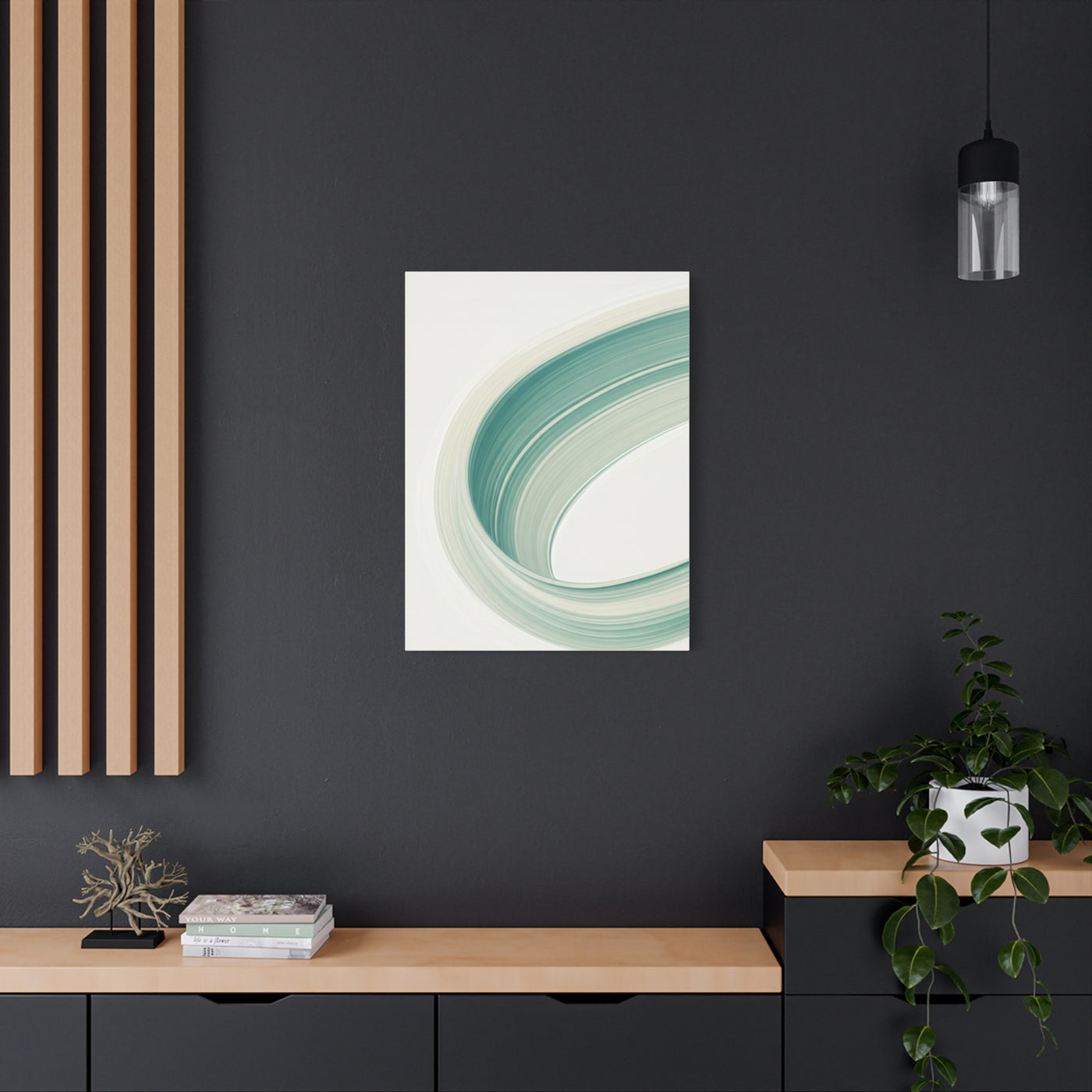 Teal Curve Minimal Abstract Wall Art & Canvas Prints