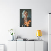 Blonde Muse Fire Camera Portrait Wall Art & Canvas Print
