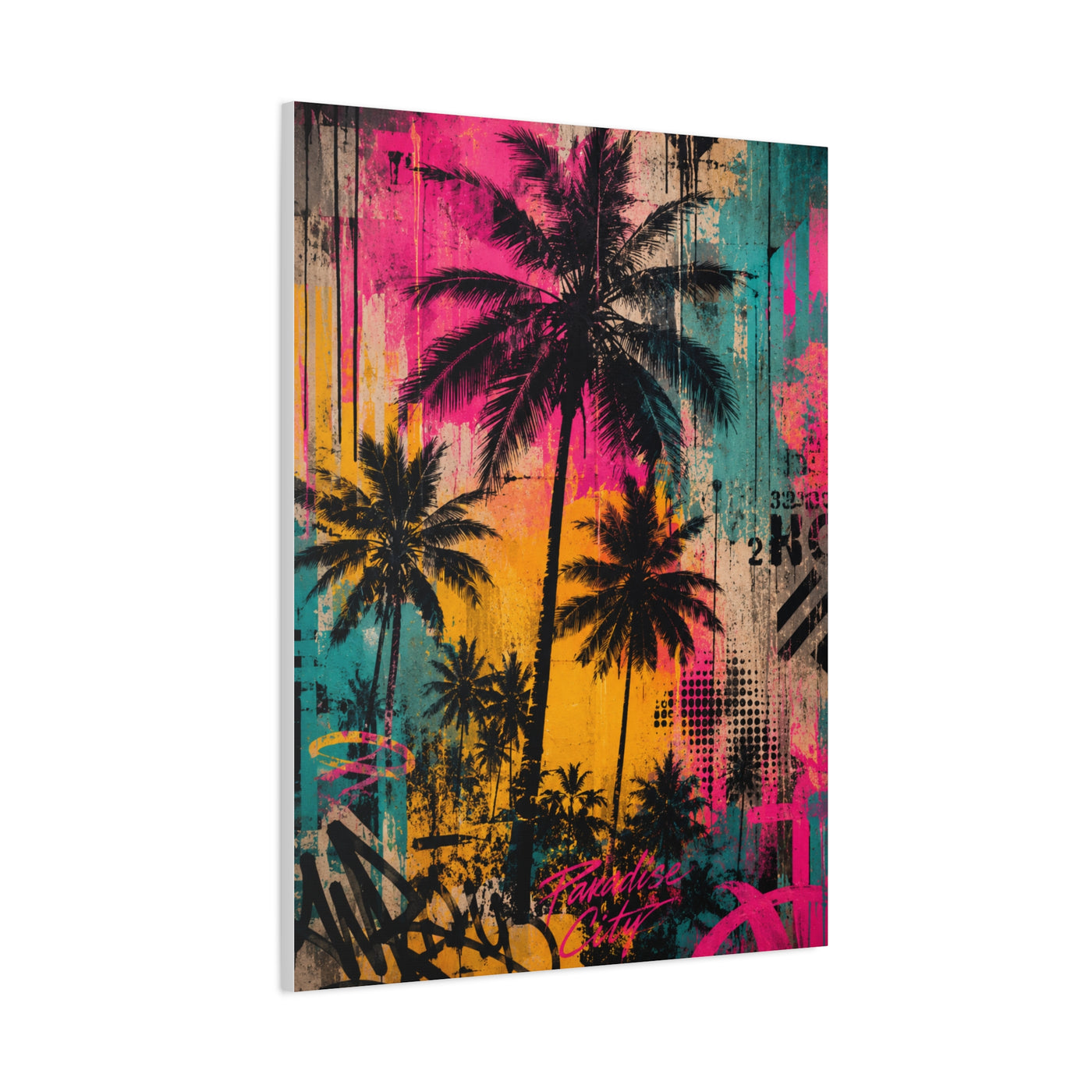 Urban Tropical Graffiti Palm Statement Tropical Wall Art & Canvas Print