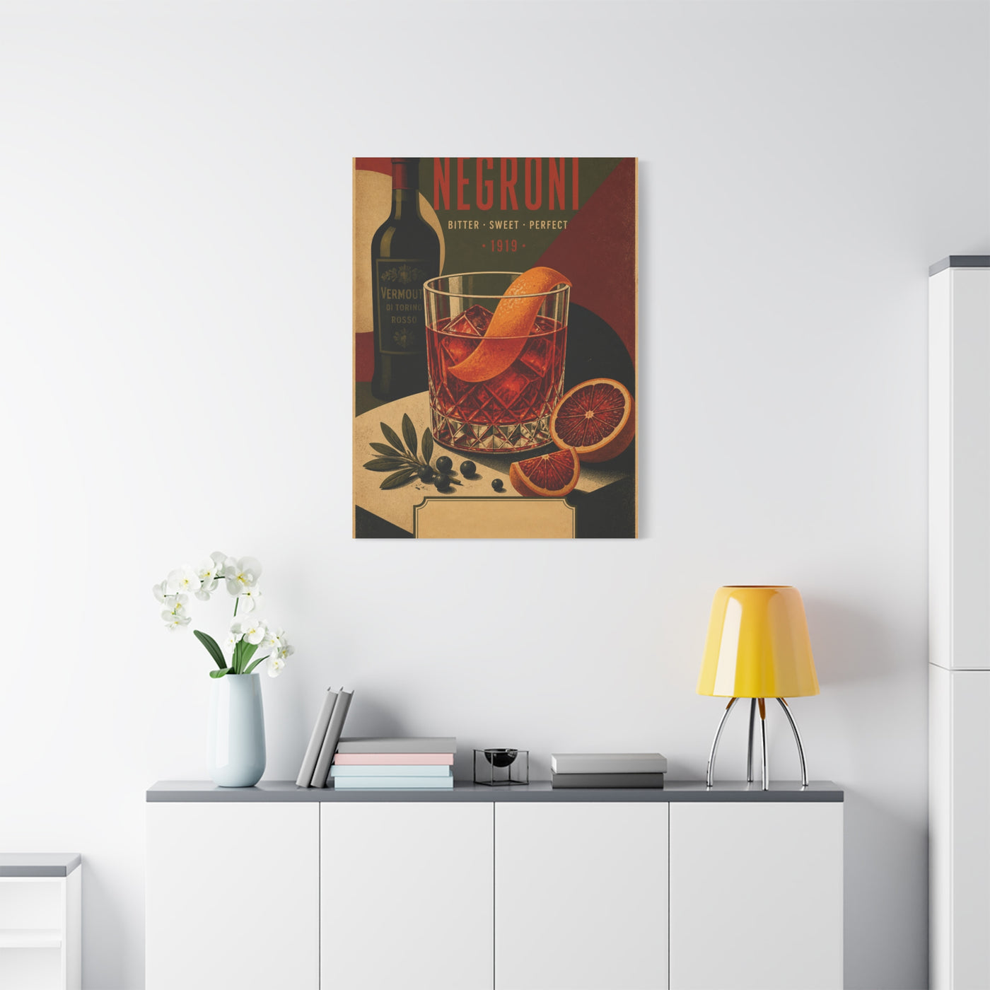 Vintage Negroni Cocktail Poster Wall Art & Canvas Print