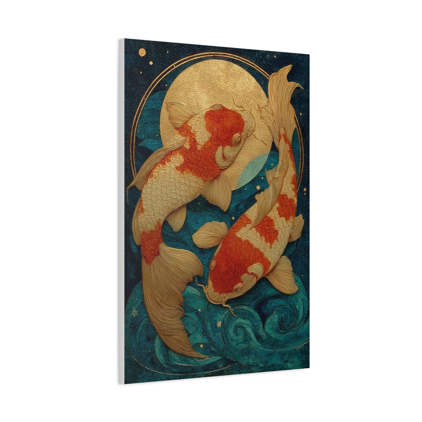 Koi Fish Gold Moon Wall Art & Canvas Print