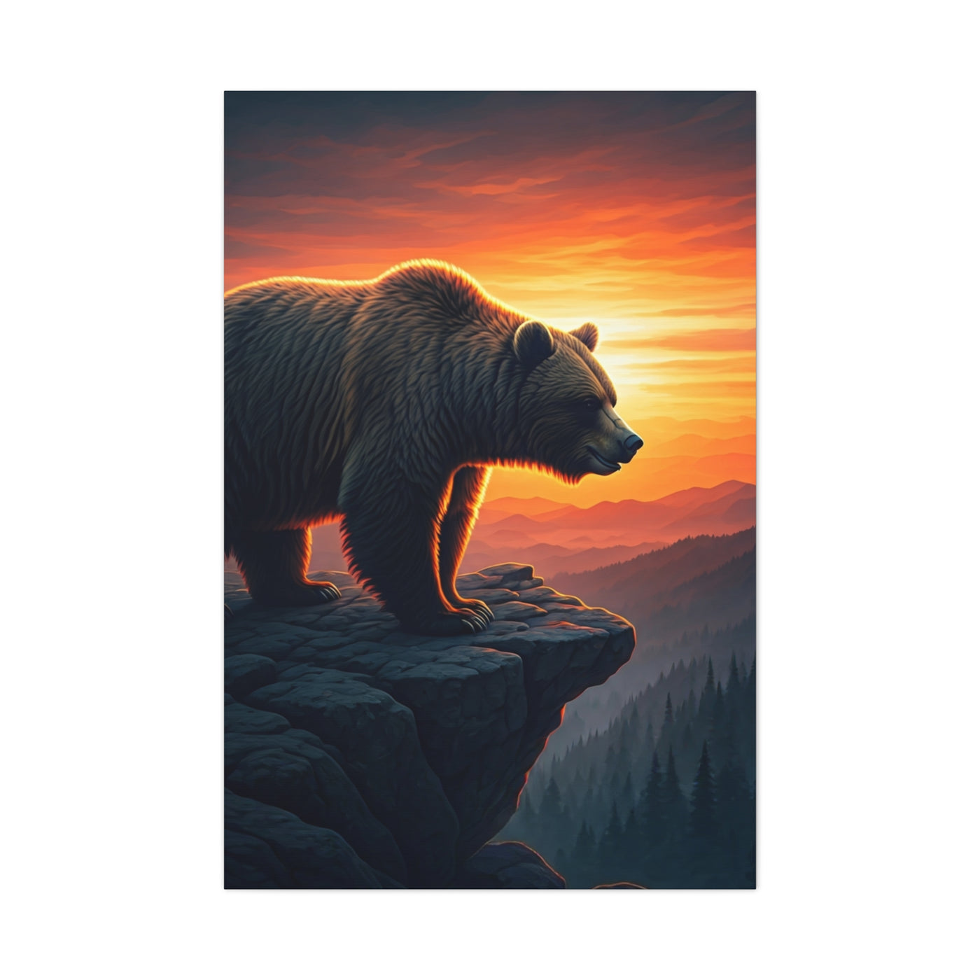 Sunset Cliff Grizzly Bear Wall Art & Canvas Prints