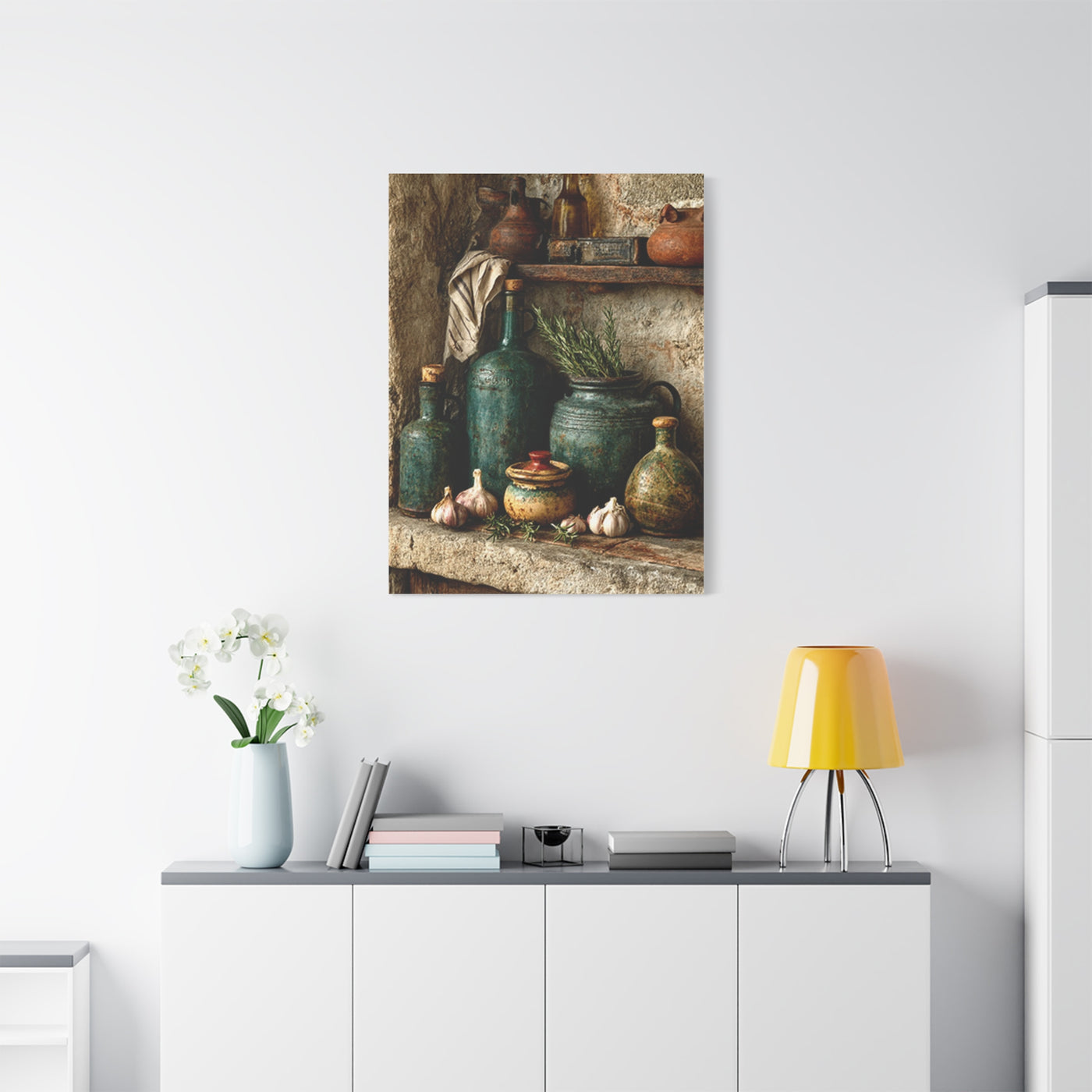 Rustic Ceramic Pantry Shelf Still Life Wall Art & Canvas Print