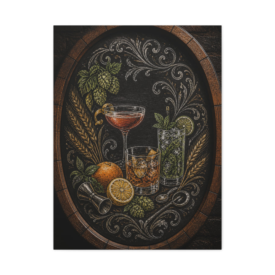 Chalkboard Cocktail Illustration Wall Art & Canvas Print